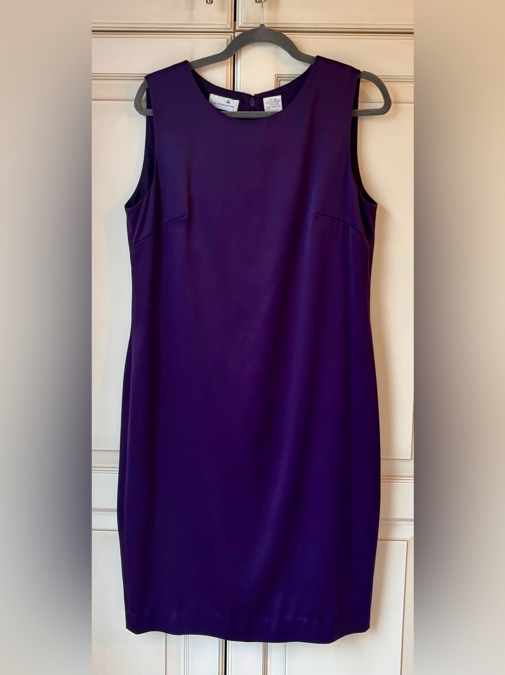 Liz Claiborne Jewel Purple Sleeveless Midi Sheath Dress vintage sz12 (more 8/10)